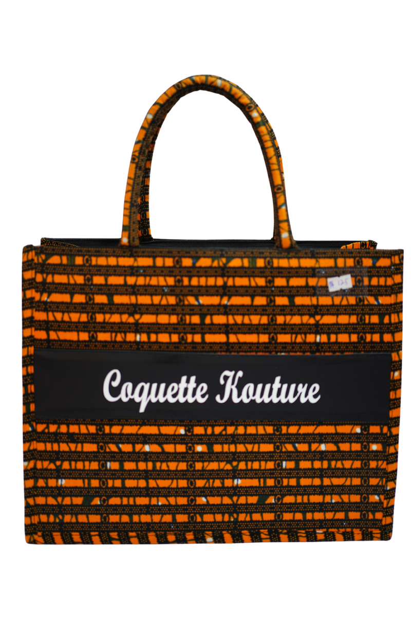 CoquetteKouture Orange Ankara Handbag