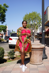 Pink Dashiki Midi Skirt