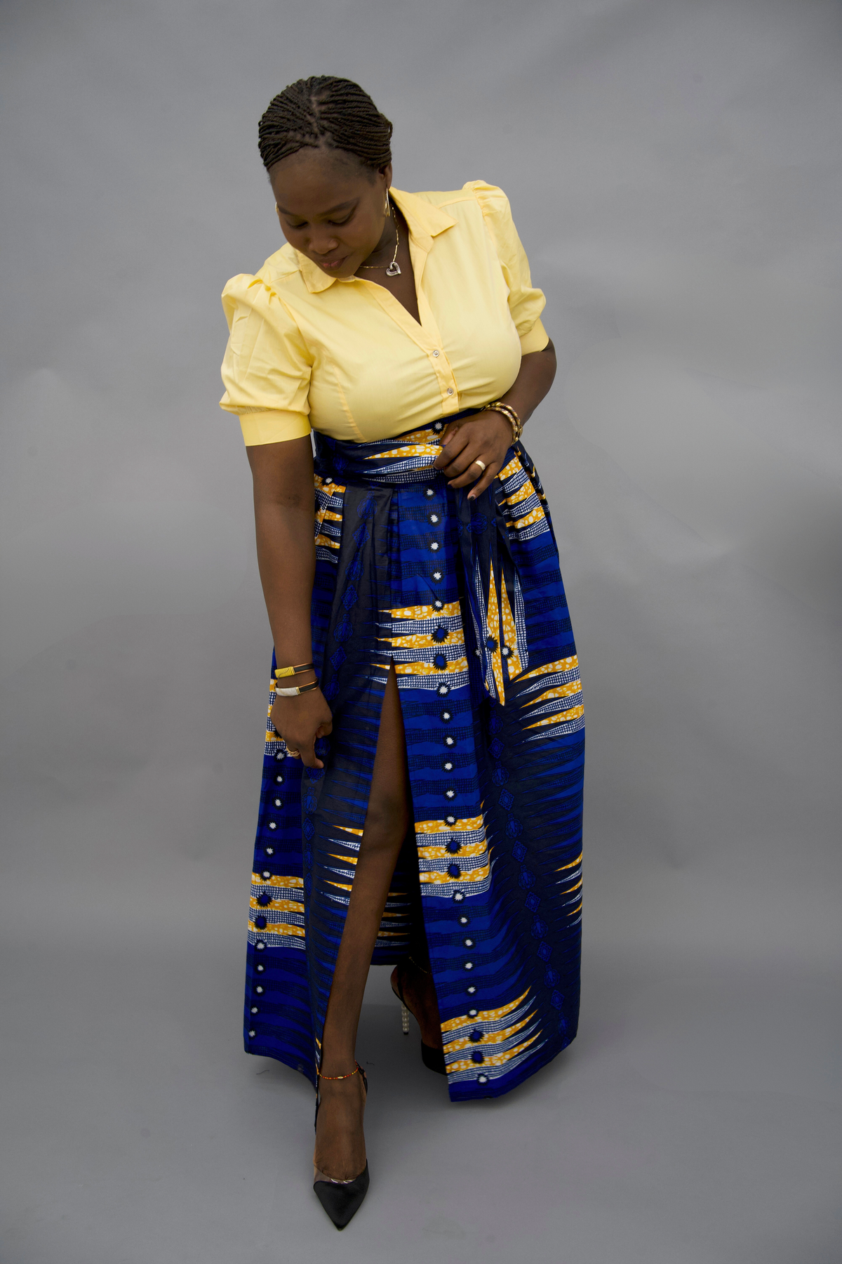 High-Waist Skirt with African Tiger Print - Sante Wear Inc.